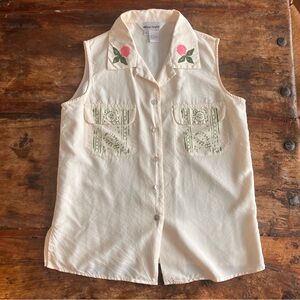 Hand block printed Silk Vintage Button down tank